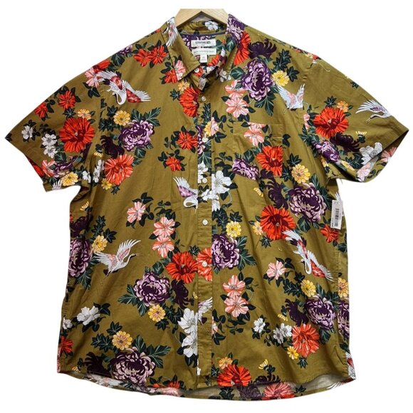 Goodthreads Men's Casual Button Up Poplin Shirt Short Sleeve Sz XXL Multi Floral - Picture 1 of 14